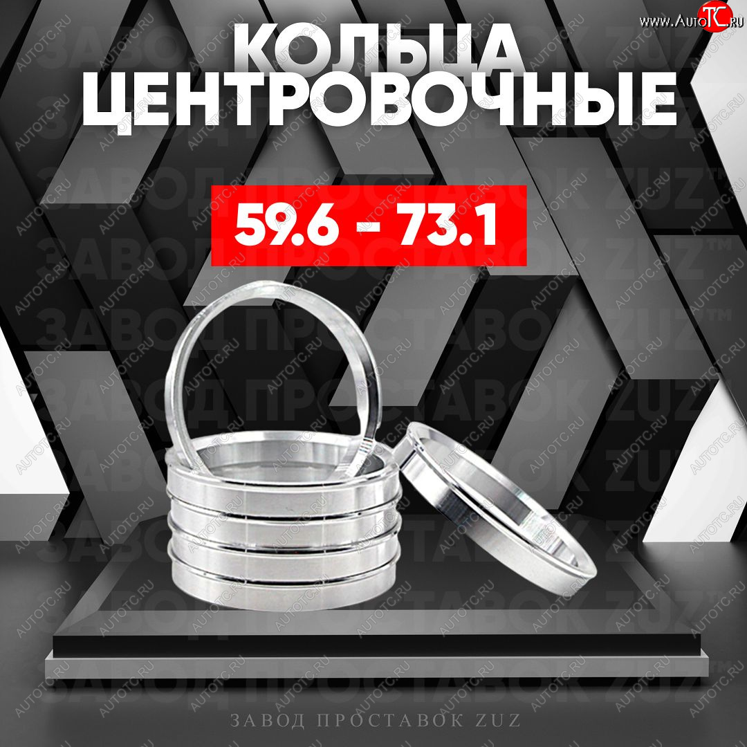 1 799 р. Алюминиевое центровочное кольцо (4 шт) ЗУЗ 59.6 x 73.1    с доставкой в г. Тамбов