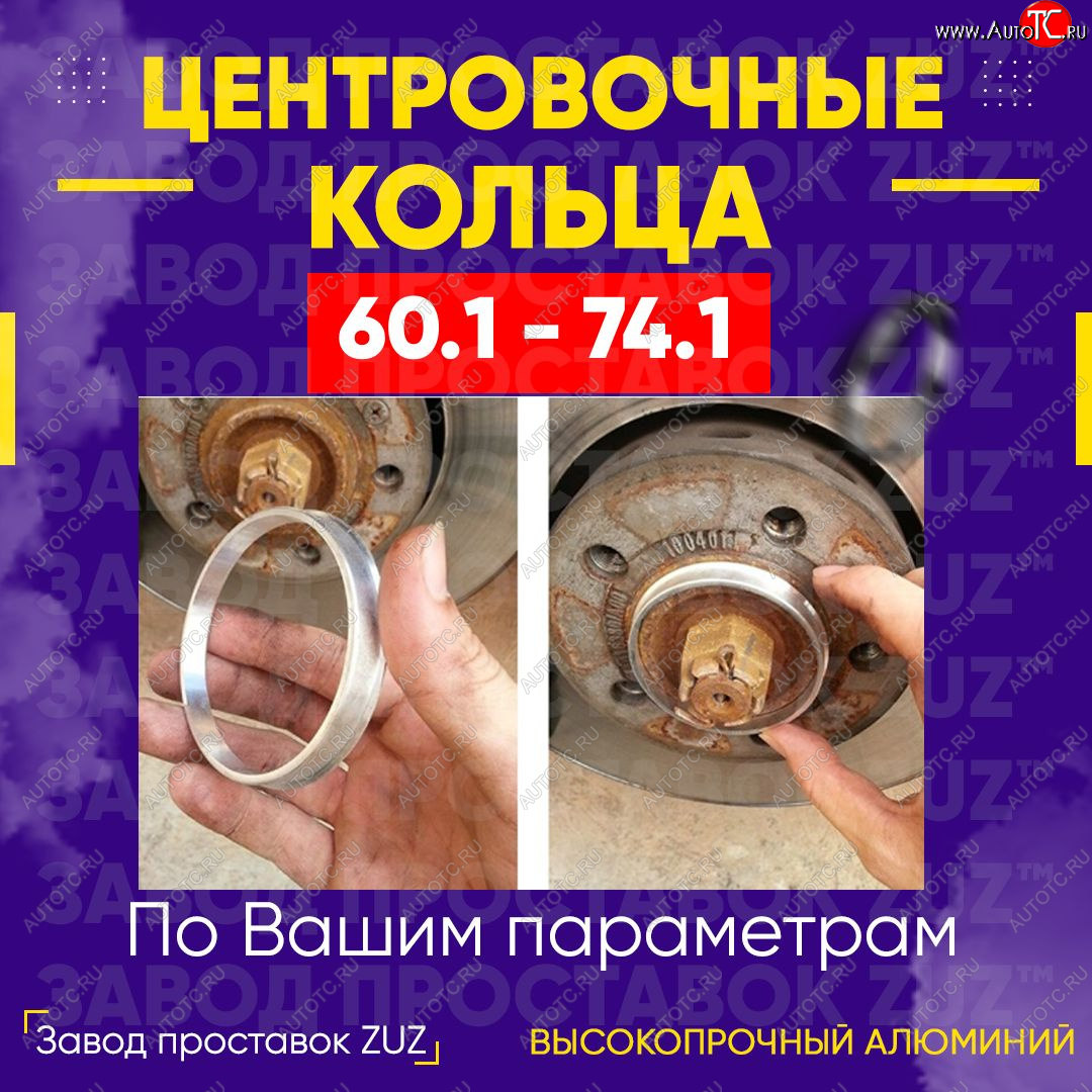 1 799 р. Алюминиевое центровочное кольцо (4 шт) ЗУЗ 60.1 x 74.1    с доставкой в г. Тамбов
