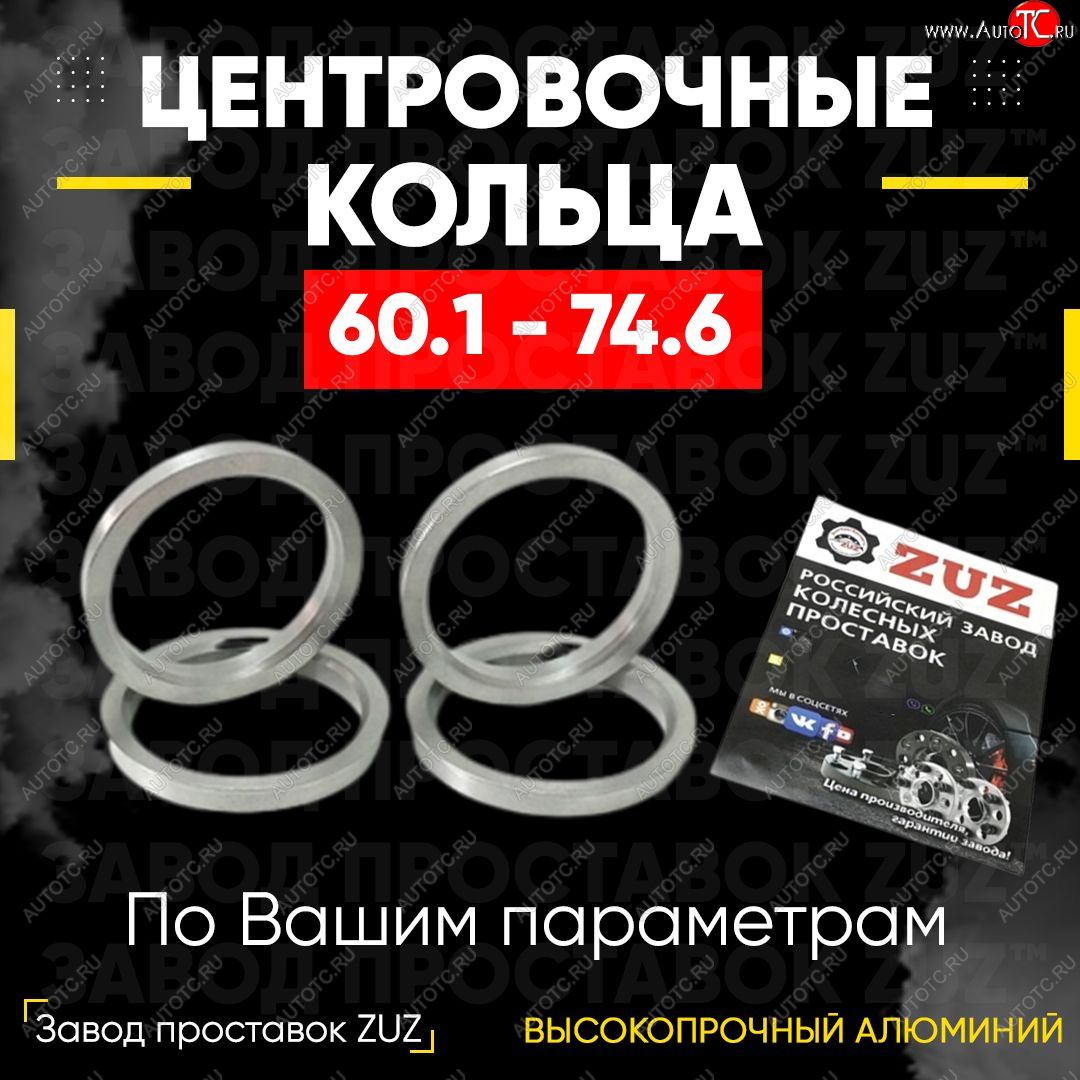 1 799 р. Алюминиевое центровочное кольцо (4 шт) ЗУЗ 60.1 x 74.6    с доставкой в г. Тамбов