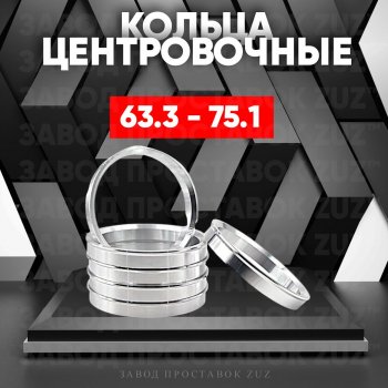 Алюминиевое центровочное кольцо (4 шт) ЗУЗ 63.3 x 75.1 Ford Focus 2 хэтчбэк 5 дв. дорестайлинг (2004-2008) 