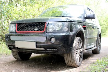 4 299 р. Защитная сетка в бампер (середина, ячейка 4х10 мм) Alfeco Премиум Land Rover Range Rover Sport 1 L320 дорестайлинг (2005-2009) (Хром)  с доставкой в г. Тамбов. Увеличить фотографию 2