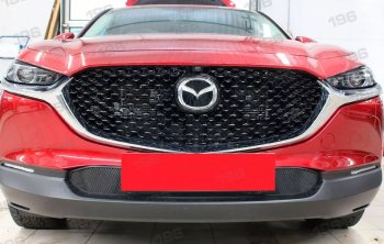 Защитная сетка в бампер (низ, ячейка 3х7 мм) Alfeco Стандарт Mazda (Мазда) CX-30 (си) (2019-2025) ()