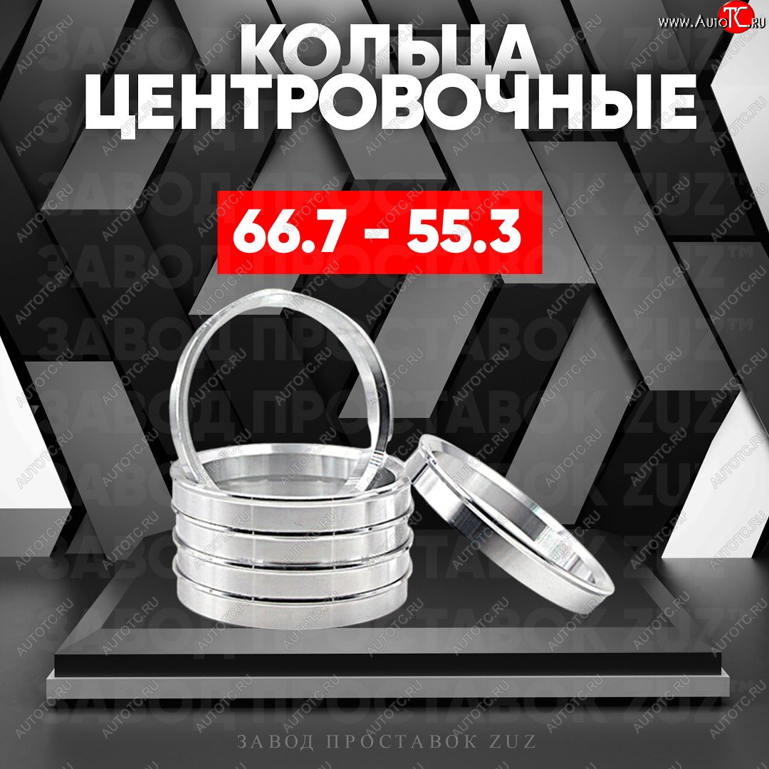 1 799 р. Алюминиевое центровочное кольцо (4 шт) ЗУЗ 55.3 x 66.7    с доставкой в г. Тамбов