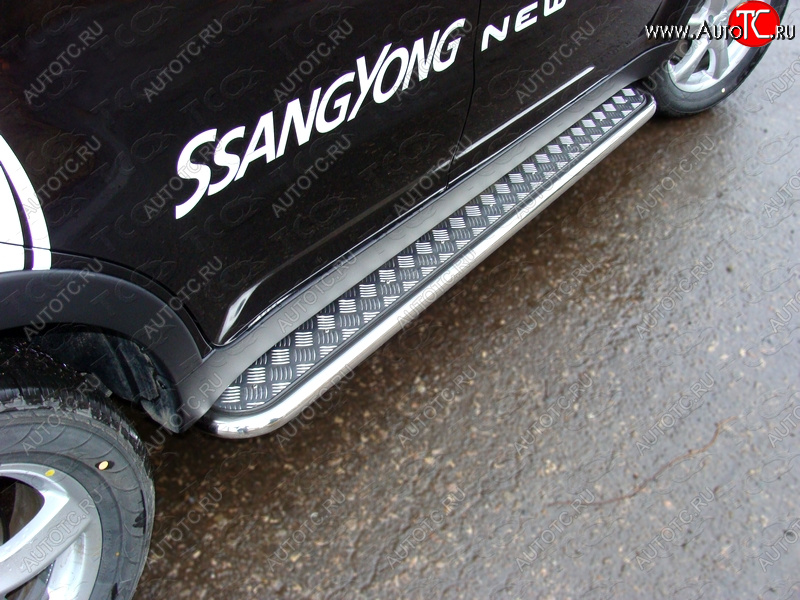 28 099 р. Пороги с площадкой 42,4 мм ТСС Тюнинг SSANGYONG Actyon рестайлинг (2013-2021) (серые)  с доставкой в г. Тамбов