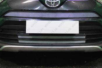 5 299 р. Защита радиатора (2 части низ) Стрелка11 PREMIUM Toyota RAV4 XA40 5 дв. рестайлинг (2015-2019) (хром)  с доставкой в г. Тамбов. Увеличить фотографию 1