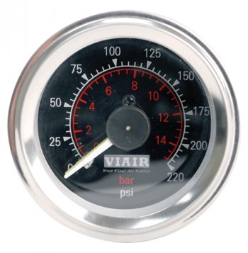 Манометр VIAIR 2 220 PSI, 2 контура, с подсветкой, черный Viair 90080