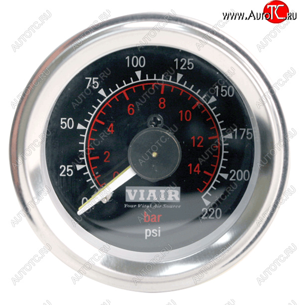 5 799 р. Манометр VIAIR 2 220 PSI, 2 контура, с подсветкой, черный Viair 90080  с доставкой в г. Тамбов