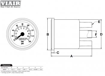 5 799 р. Манометр VIAIR 2 220 PSI, 2 контура, с подсветкой, белый Viair 90081  с доставкой в г. Тамбов. Увеличить фотографию 5