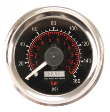 Манометр VIAIR 2 160 PSI, 2 контура, с подсветкой, черный Viair 90082
