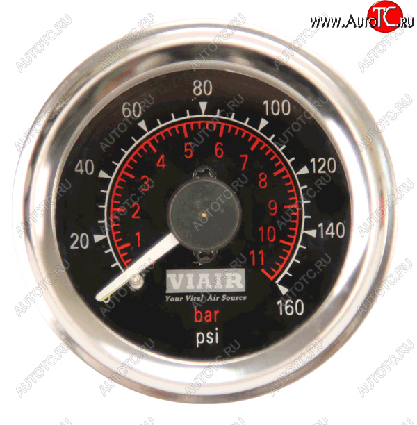 5 799 р. Манометр VIAIR 2 160 PSI, 2 контура, с подсветкой, черный Viair 90082  с доставкой в г. Тамбов