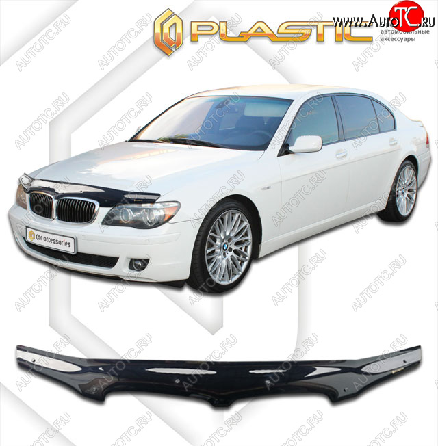 2 069 р. Дефлектор капота CA-Plastic  BMW 7 серия  E65,E66, E67, E68 (2005-2008) рестайлинг, седан (classic черный, без надписи)  с доставкой в г. Тамбов