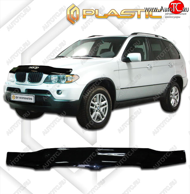 1 989 р. Дефлектор капота CA-Plastic  BMW X5  E53 (2003-2006) рестайлинг (classic черный, без надписи)  с доставкой в г. Тамбов