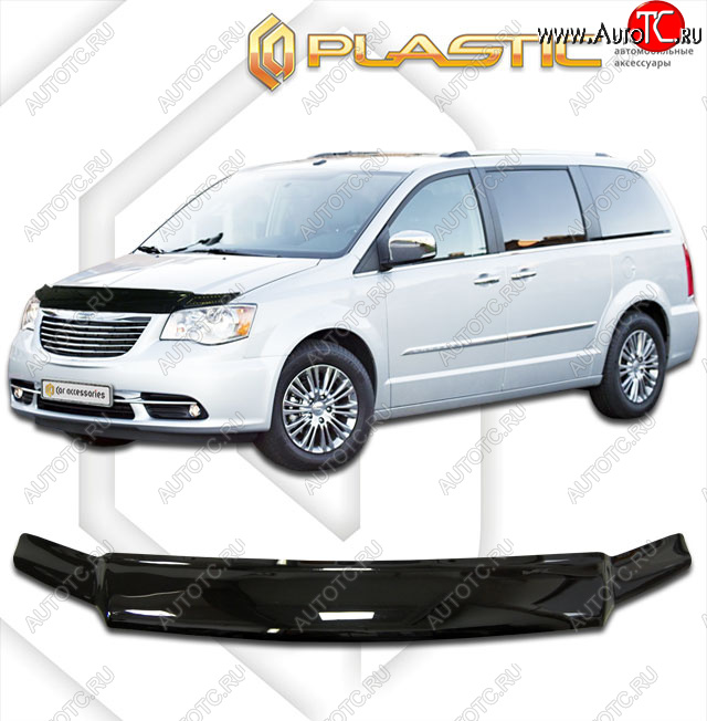 2 069 р. Дефлектор капота CA-Plastic  Chrysler Grand Voyager (2011-2016)  рестайлинг (classic черный, без надписи)  с доставкой в г. Тамбов