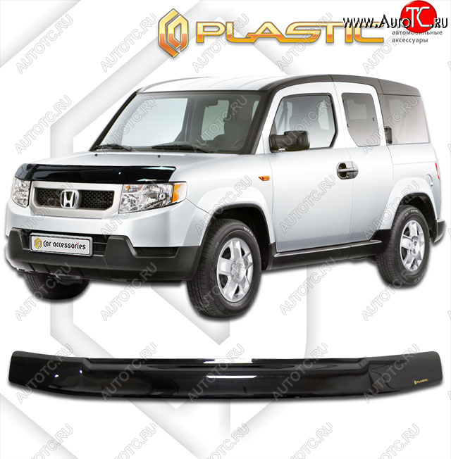 1 899 р. Дефлектор капота CA-Plastic  Honda Element  1 (2008-2011) YH 2-ой рестайлинг (classic черный, без надписи)  с доставкой в г. Тамбов