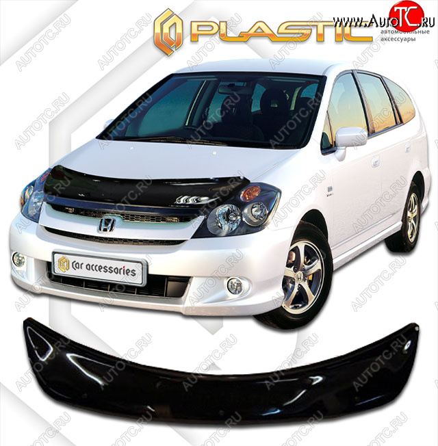 2 069 р. Дефлектор капота CA-Plastic  Honda Stream  1 RN2,RN4, RN1, RN3, RN5 (2003-2006) рестайлинг (classic черный, без надписи)  с доставкой в г. Тамбов