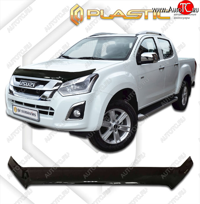 2 069 р. Дефлектор капота CA-Plastic  Isuzu D-Max  RT85,TFR DoubleCab (2015-2021) рестайлинг (classic черный, без надписи)  с доставкой в г. Тамбов