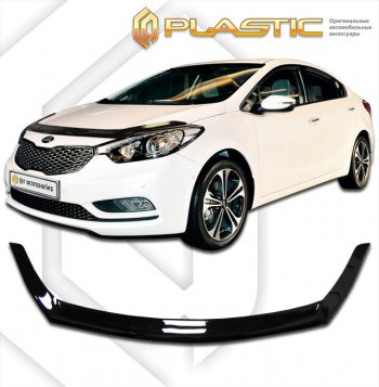 2 599 р. Дефлектор капота CA-Plastic  KIA Cerato  3 YD (2013-2016) дорестайлинг седан (classic черный, без надписи)  с доставкой в г. Тамбов. Увеличить фотографию 1