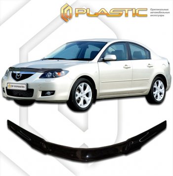 1 999 р. Дефлектор капота CA-Plastic  Mazda 3/Axela  BK (2003-2009) дорестайлинг седан, рестайлинг седан (Classic черный)  с доставкой в г. Тамбов. Увеличить фотографию 1