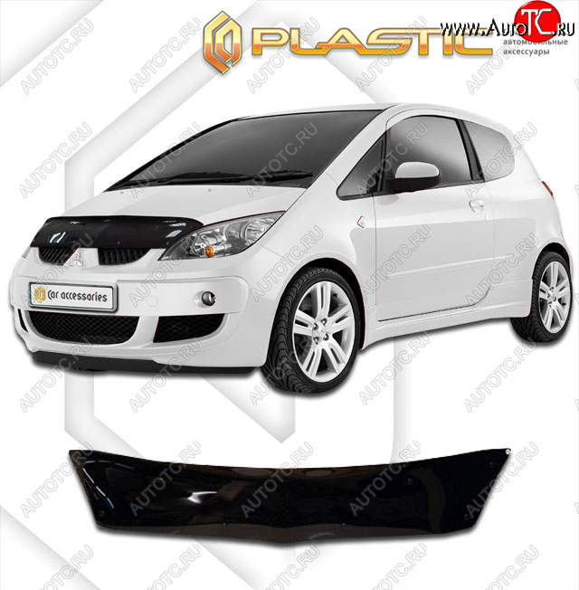 1 739 р. Дефлектор капота CA-Plastic  Mitsubishi Colt ( Z20, Z30 хэтчбэк 3 дв.,  Z30) (2008-2012) рестайлинг, хэтчбэк 5 дв. рестайлинг (classic черный, без надписи)  с доставкой в г. Тамбов