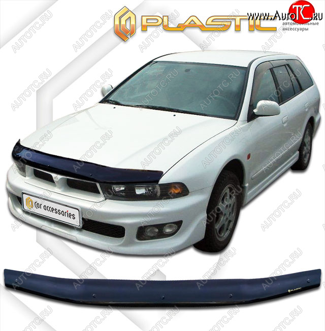 1 829 р. Дефлектор капота CA-Plastic  Mitsubishi Legnum  EA,EC универсал (1996-2002) дорестайлинг, рестайлинг (classic черный, без надписи)  с доставкой в г. Тамбов