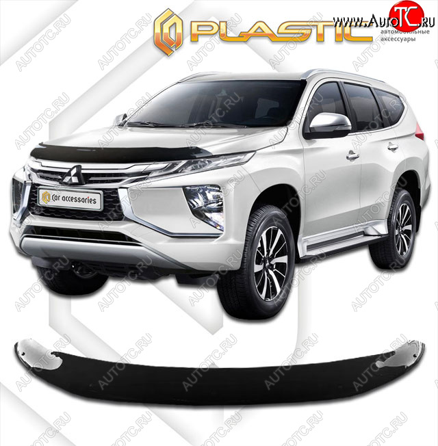 2 069 р. Дефлектор капота CA-Plastic  Mitsubishi Pajero Sport  QF (2019-2022) рестайлинг (classic черный, без надписи)  с доставкой в г. Тамбов