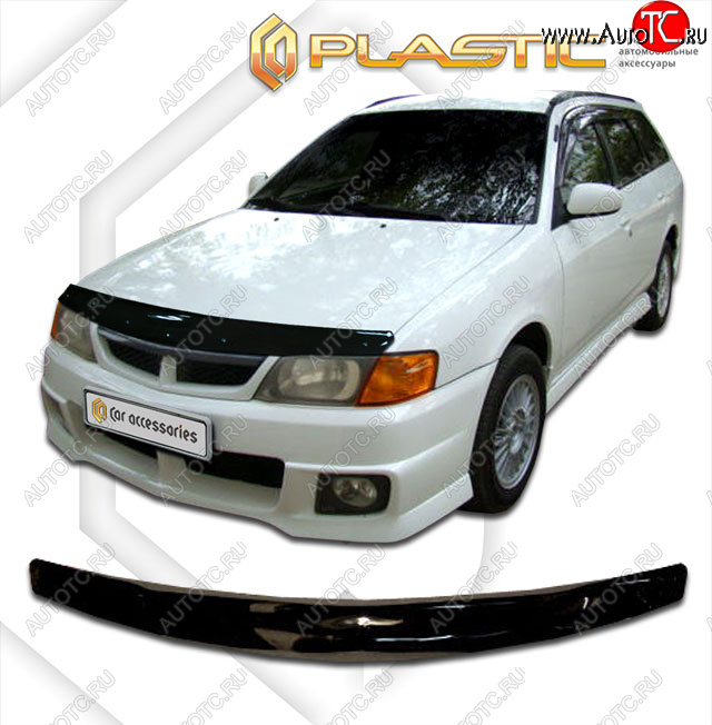 1 829 р. Дефлектор капота CA-Plastic  Nissan Wingroad  2 Y11 (1999-2001) дорестайлинг универсал (classic черный, без надписи)  с доставкой в г. Тамбов