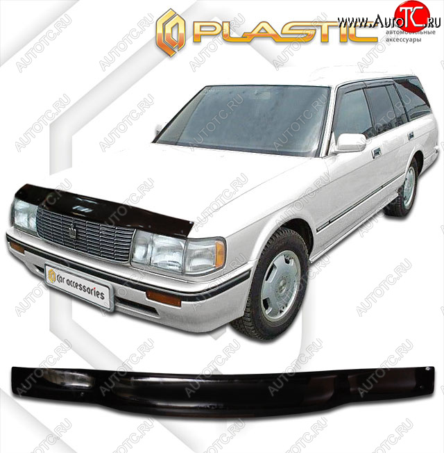 1 899 р. Дефлектор капота CA-Plastic  Toyota Crown  S130 (1991-1999) универсал 2-ой рестайлинг (classic черный, без надписи)  с доставкой в г. Тамбов