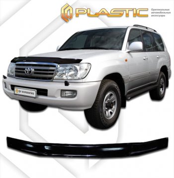 2 599 р. Дефлектор капота CA-Plastic  Toyota Land Cruiser  100 (2002-2007) 1-ый рестайлинг, 2-ой рестайлинг (classic черный, без надписи)  с доставкой в г. Тамбов. Увеличить фотографию 1