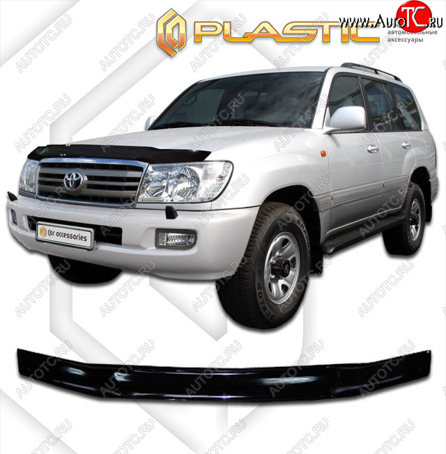 2 599 р. Дефлектор капота CA-Plastic  Toyota Land Cruiser  100 (2002-2007) 1-ый рестайлинг, 2-ой рестайлинг (classic черный, без надписи)  с доставкой в г. Тамбов