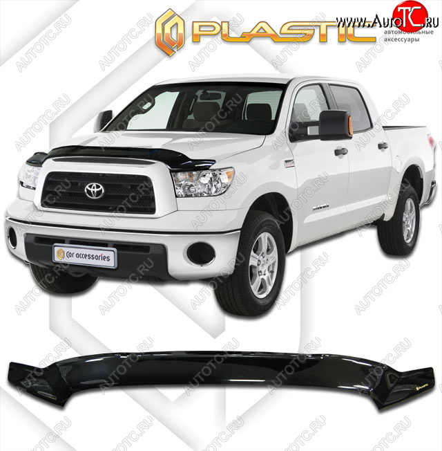 2 159 р. Дефлектор капота (Double Cab) CA-Plastic  Toyota Tundra  XK50 (2007-2013) дорестайлинг, 1-ый рестайлинг (classic черный, без надписи)  с доставкой в г. Тамбов