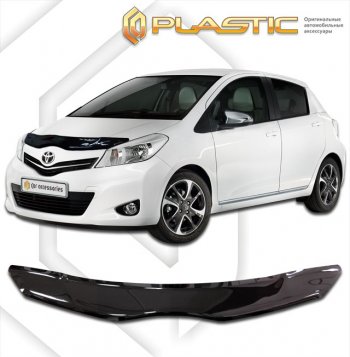 2 499 р. Дефлектор капота CA-Plastic  Toyota Vitz  XP130 (2010-2014) хэтчбэк 5 дв. дорестайлинг (classic черный, без надписи)  с доставкой в г. Тамбов. Увеличить фотографию 1