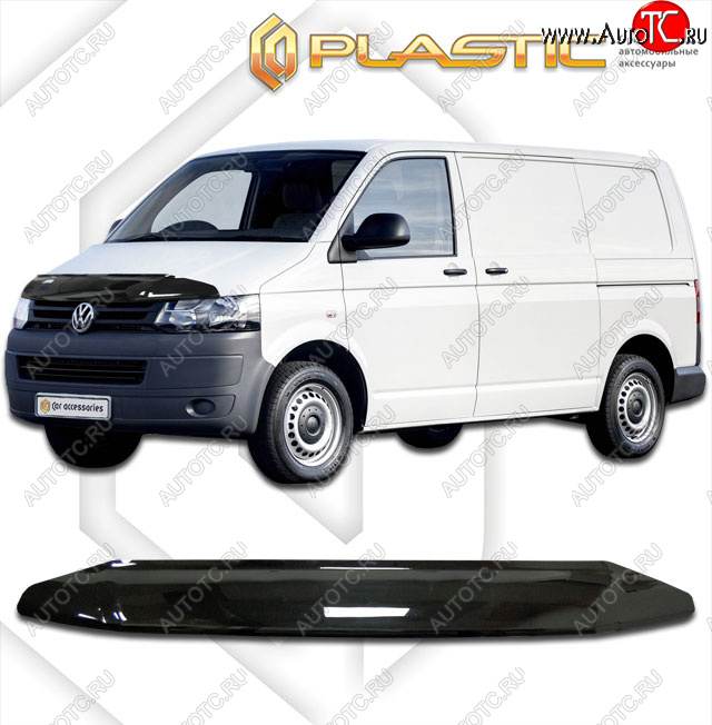 1 599 р. Дефлектор капота CA-Plastic  Volkswagen Multivan  T5 (2009-2015) рестайлинг (classic черный, без надписи)  с доставкой в г. Тамбов