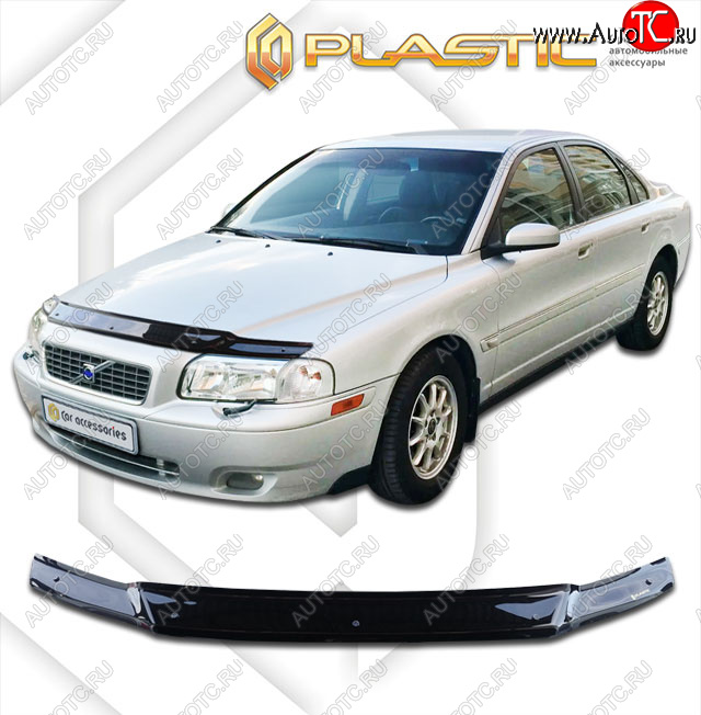 1 829 р. Дефлектор капота CA-Plastic  Volvo S80  TS седан (1998-2006) дорестайлинг, рестайлинг (classic черный, без надписи)  с доставкой в г. Тамбов