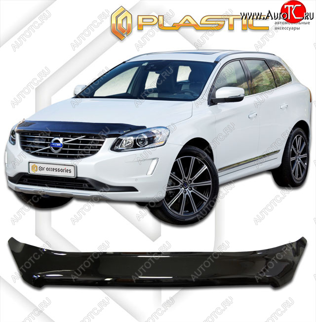 2 079 р. Дефлектор капота CA-Plastic  Volvo XC60 (2013-2017)  рестайлинг (classic черный, без надписи)  с доставкой в г. Тамбов