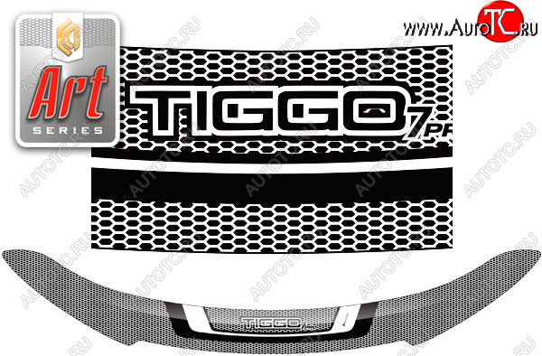 2 199 р. Дефлектор капота CA-Plastic  Chery Tiggo 7 PRO (2019-2024) (серия Art белая)  с доставкой в г. Тамбов