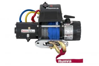 62 909 р. Лебёдка электрическая 12V Runva 12500 lbs 5670 кг короткий барабан, синтетический трос RUNVA 12.5xssr  с доставкой в г. Тамбов. Увеличить фотографию 3