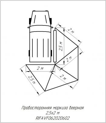 24 639 р. Маркиза автомобильная РИФ веерная 2,5х2,0 м (правая) РИФ rifavf062020602  с доставкой в г. Тамбов. Увеличить фотографию 24