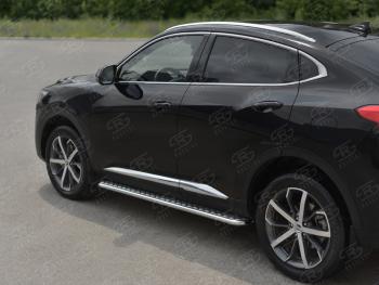 18 399 р. Пороги труба d42 с листом SLITKOFF  Haval F7x (2022-2025)  рестайлинг (лист алюминиевый, проф. нержавейка)  с доставкой в г. Тамбов. Увеличить фотографию 2