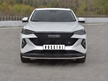 Защита переднего бампера d42 секции SLITKOFF Haval F7x  рестайлинг (2022-2025) ()