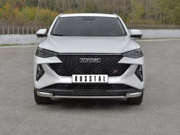 Защита переднего бампера d42 *42 уголки SLITKOFF Haval F7x  рестайлинг (2022-2025) ()