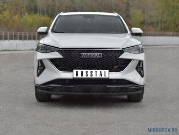 Защита переднего бампера d63 секции SLITKOFF Haval F7x  рестайлинг (2022-2025)