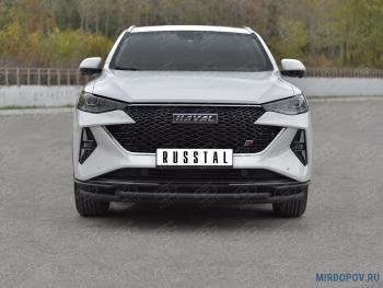 Защита переднего бампера d63*42 дуга SLITKOFF Haval F7x  рестайлинг (2022-2025)