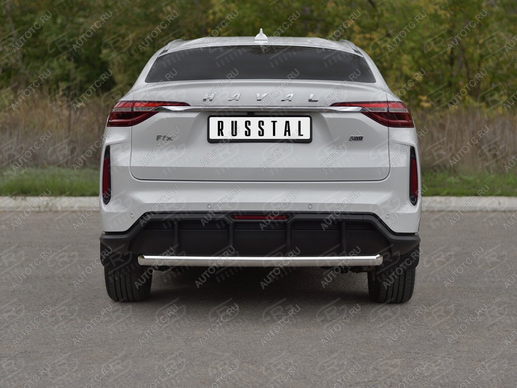 10 799 р. Защита заднего бампера d63 SLITKOFF  Haval F7x (2022-2025)  рестайлинг (нержавейка полированная)  с доставкой в г. Тамбов