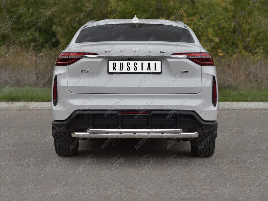 12 299 р. Защита заднего бампера d63*42 SLITKOFF  Haval F7x (2022-2024)  рестайлинг (нержавейка полированная)  с доставкой в г. Тамбов