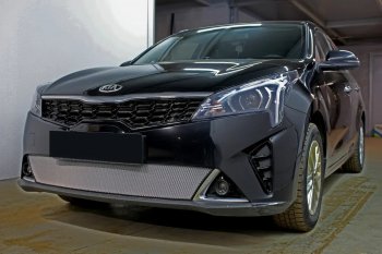 3 579 р. Защитная сетка в бампер (низ, ячейка 3х7 мм) Alfeco Стандарт KIA Rio X рестайлинг (2020-2024) (Хром)  с доставкой в г. Тамбов. Увеличить фотографию 3