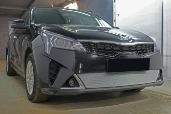 3 579 р. Защитная сетка в бампер (низ, ячейка 3х7 мм) Alfeco Стандарт KIA Rio X рестайлинг (2020-2024) (Хром)  с доставкой в г. Тамбов. Увеличить фотографию 4