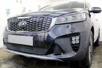 3 779 р. Защитная сетка в бампер (низ, ячейка 3х7 мм) Alfeco Стандарт KIA Sorento UM/Prime рестайлинг (2018-2020) (Чёрная)  с доставкой в г. Тамбов. Увеличить фотографию 4