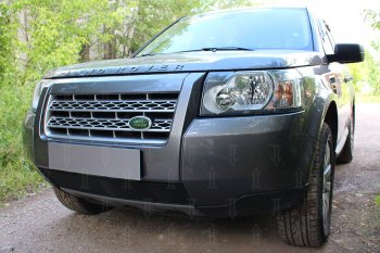 3 199 р. Защитная сетка в бампер (низ, ячейка 3х7 мм) Alfeco Стандарт Land Rover Freelander L359 дорестайлинг (2006-2010) (Чёрная)  с доставкой в г. Тамбов. Увеличить фотографию 3