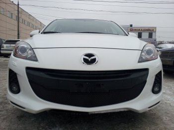 Защитная сетка в бампер (низ, ячейка 3х7 мм) Alfeco Стандарт Mazda (Мазда) 3/Axela (ахелла)  BL (2011-2013) BL рестайлинг седан, рестайлинг, хэтчбэк ()