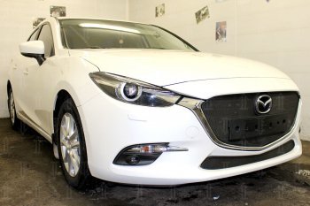 2 799 р. Защитная сетка в бампер (низ, ячейка 3х7 мм) Alfeco Стандарт Mazda 3/Axela BM рестайлинг седан (2016-2019) (Чёрная)  с доставкой в г. Тамбов. Увеличить фотографию 3